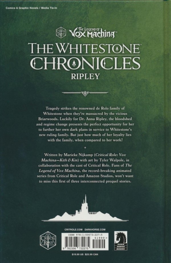 LEGEND OF VOX MACHINA WHITESTONE CHRONICLES HC VOL 01 RIPLEY [9781506732275]