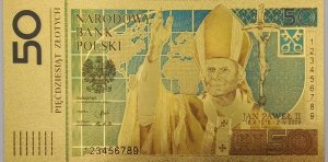 BANKNOT FANTAZYJNY POZŁACANY 50 ZŁOTYCH