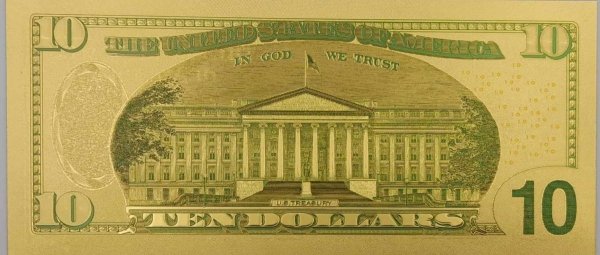 BANKNOT FANTAZYJNY POZŁACANY 10 DOLARÓW USA