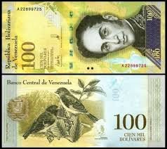 Banknot Wenezuela 100000 Bolivares 2017 UNC 