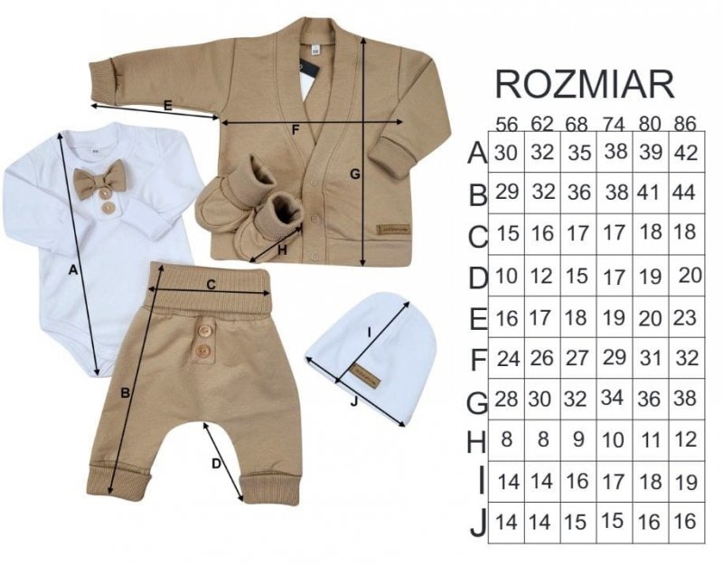 Komplet garniturek do chrztu - BEŻOWY