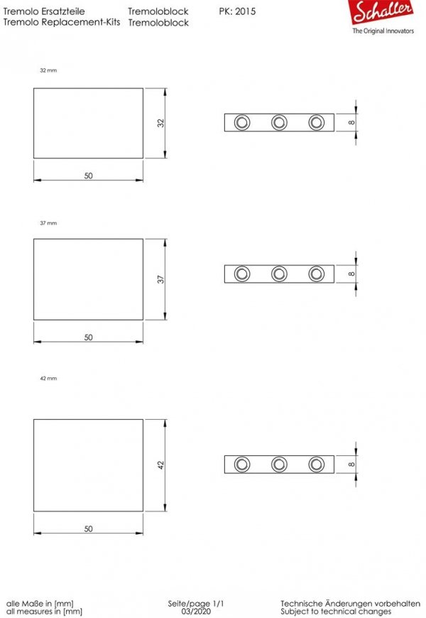 Blok SCHALLER Tremolo, LockMeister (32mm)