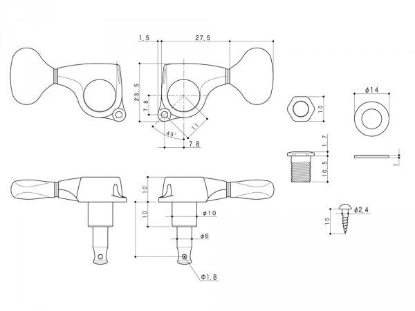 Klucze do gitary GOTOH SGL510Z-A01 (CR,3+3)