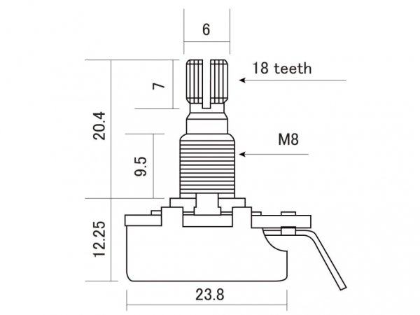 Potencjometr CTS 250K audio M8 (std)