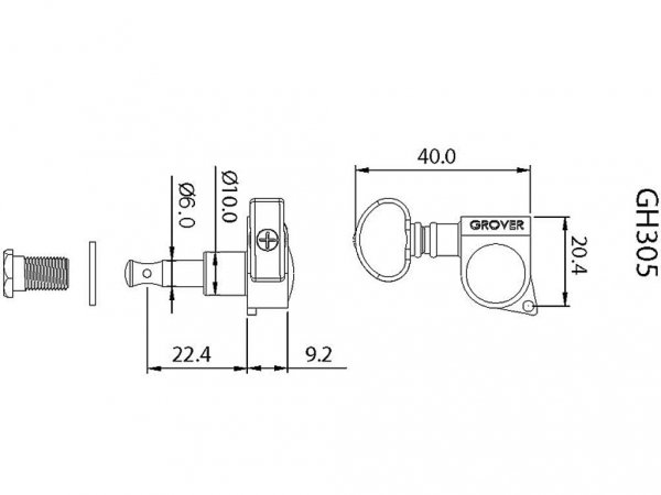 Klucze do gitary GROVER Mid-Size Roto 305 (CR,6R)