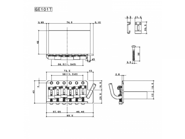 Mostek tremolo GOTOH GE101TS (CR)