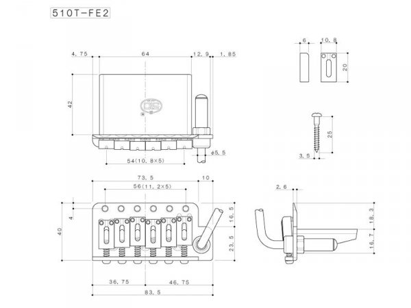 Tremolo GOTOH 510T-FE2 blok 37mm (CK)