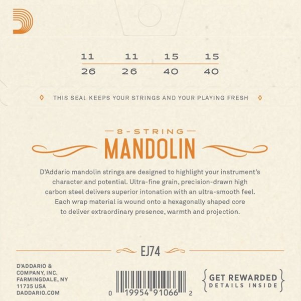 Struny do mandoliny D'ADDARIO EJ74 (11-40)