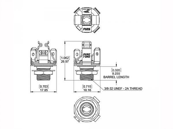 Gniazdo jack stereo 6,3mm PURE TONE (N)