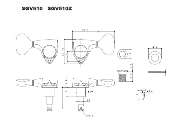 Klucze do gitary GOTOH SGV510Z-A20 (CR,3+3)