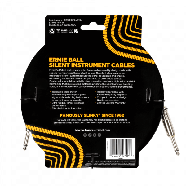 Kabel gitarowy ERNIE BALL 6473 Silent (6,10m)