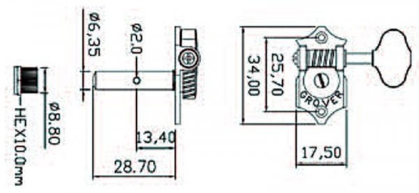 Klucze do gitary GROVER  STA-TITE H97-18 (N,3+3)