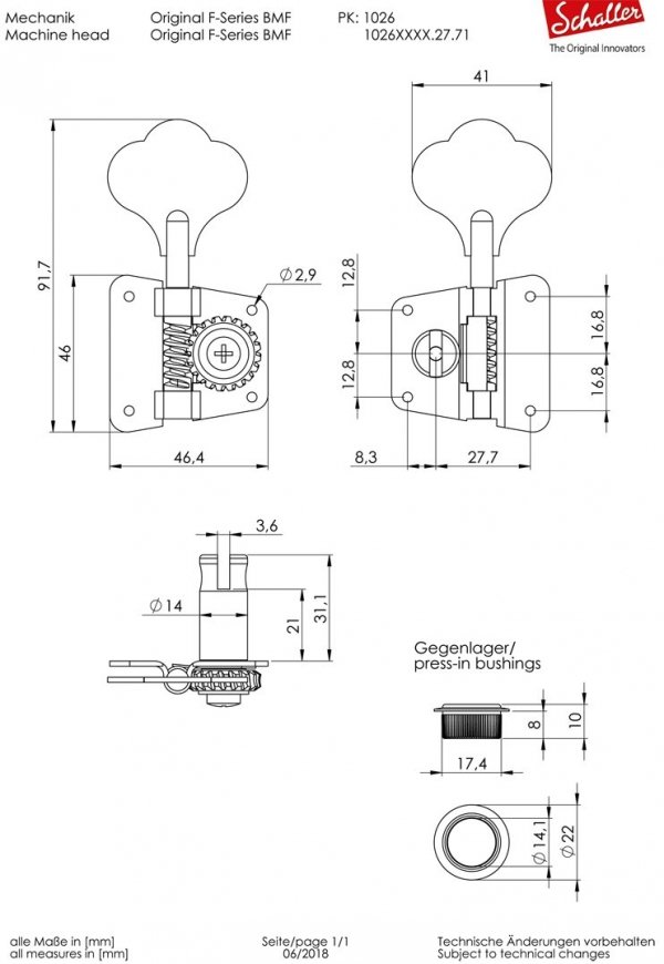 Klucze do basu SCHALLER F-Series BMF (CR, 4L)