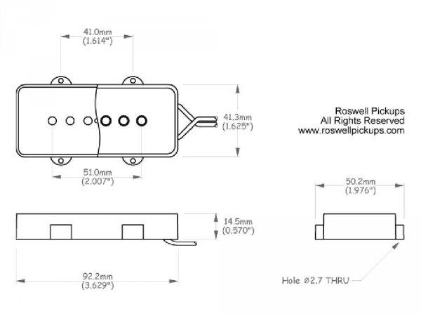 ROSWELL JM-style Single Coil (ADWH, bridge)