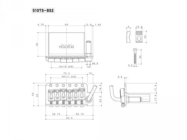 Tremolo GOTOH 510TS-BS2 stalowy blok 37mm (GD)
