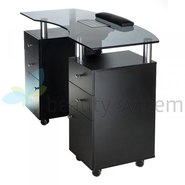 STOLIK DO MANICURE + POCHłANIACZ BD-3453+P CZARN