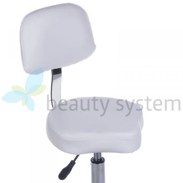 TABORET KOSMETYCZNY Z OPARCIEM BH-7268 BIAłY