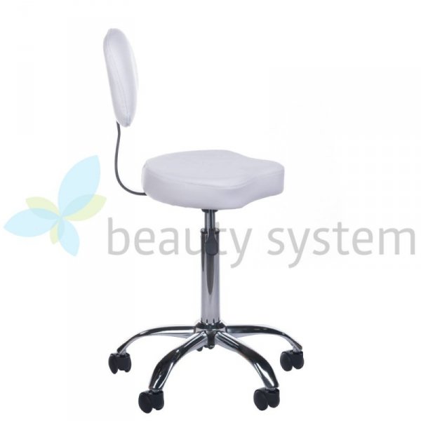 TABORET KOSMETYCZNY Z OPARCIEM BH-7268 BIAłY