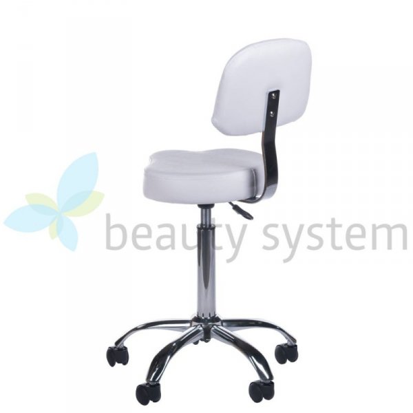 TABORET KOSMETYCZNY Z OPARCIEM BH-7268 BIAłY