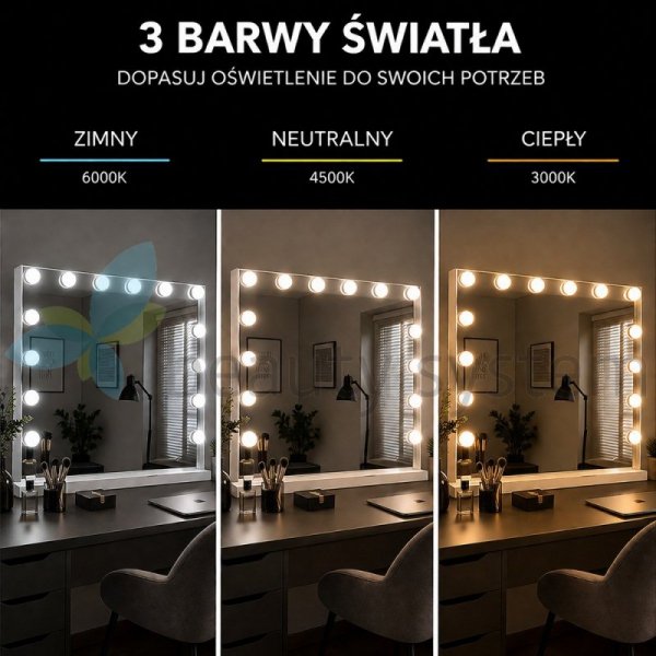 LUSTRO PODśWIETLANE LED HOLLYWOOD 80X65CM