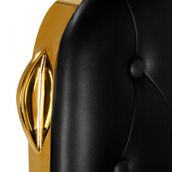 Fotel barberski Gabbiano Francesco czarny ze złotą podstawą