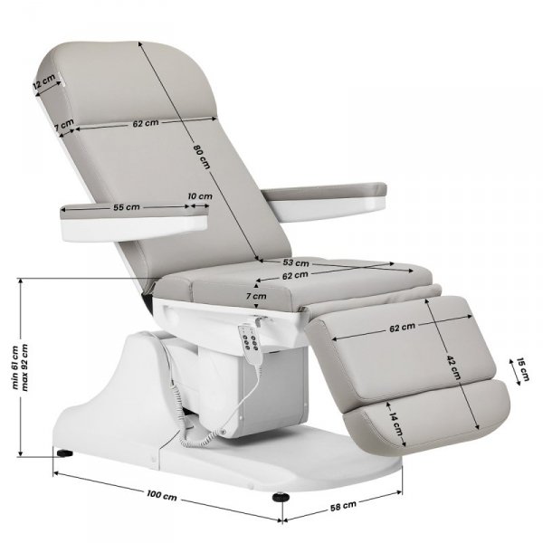 Fotel kosmetyczny elektr. Azzurro 891 szary