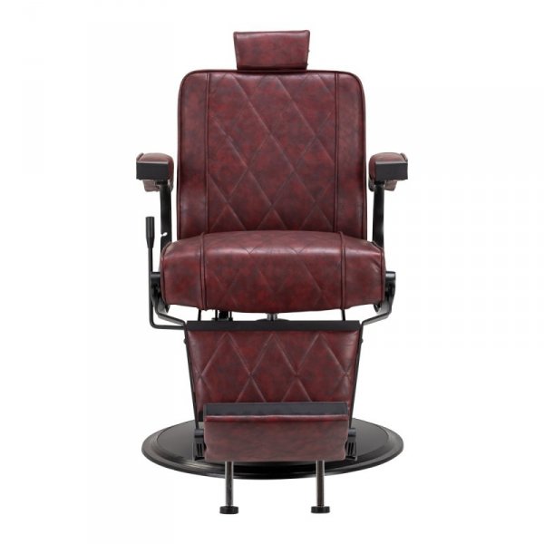 Fotel barberski Hair System BM88066B bordowy na czarnej podstawie