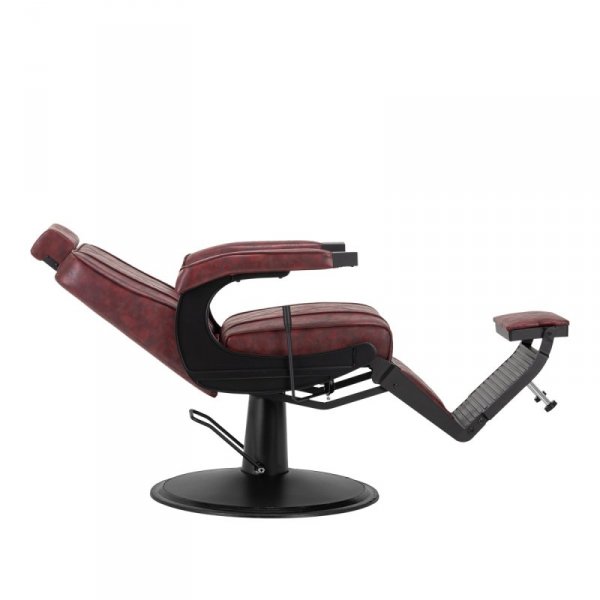 Fotel barberski Hair System BM88066B bordowy na czarnej podstawie