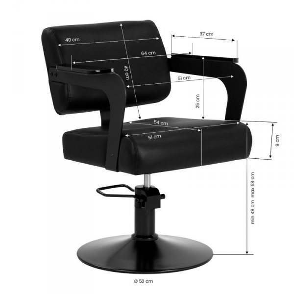 Fotel fryzjerski Hair System Jet Noir czarny