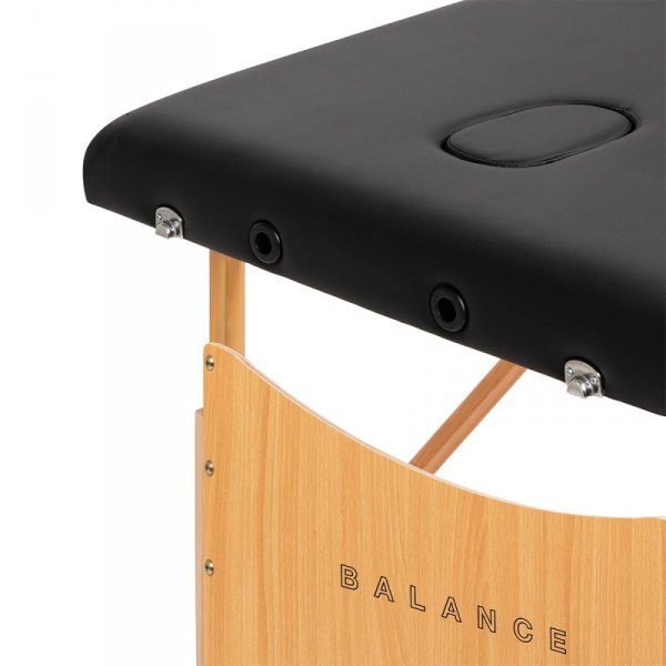 Stół składany do masażu drewniany Balance Lux 2 segmentowy 190x70 czarny