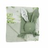 Kocyk wafelkowy 70x100 + przytulanka  dla noworodka Green Flora 