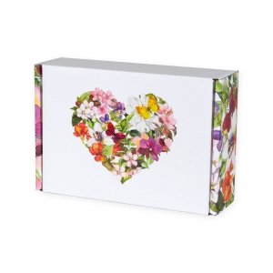 Fasonowe pudełko na prezent - kwiatowe serce 31cm x22cm x98cm