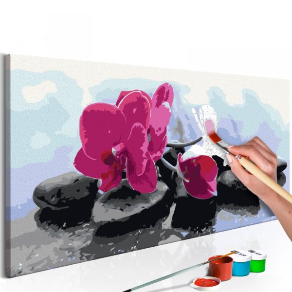 Obraz do samodzielnego malowania - Orchidea i kamienie zen