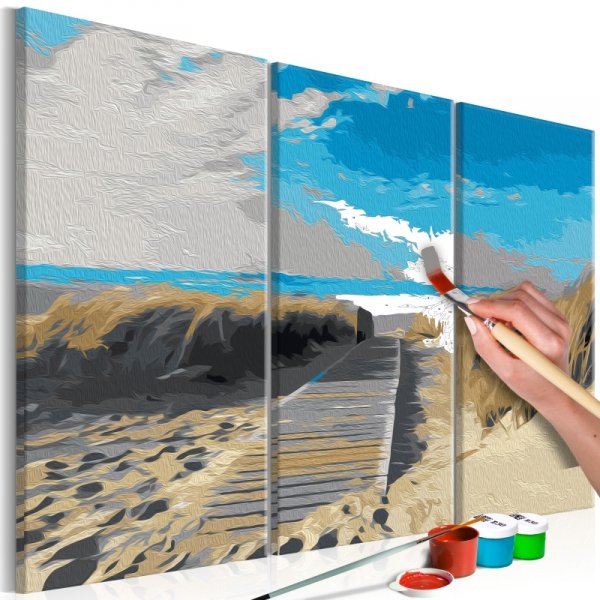 Obraz do samodzielnego malowania - Plaża (błękitne niebo)
