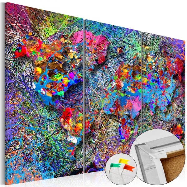 Obraz na korku - Kolorowe kłębowisko [Mapa korkowa]