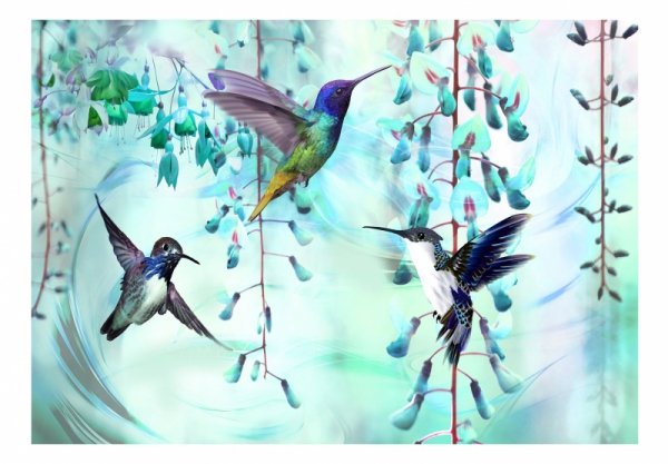 Fototapeta - Latające kolibry (zielony)