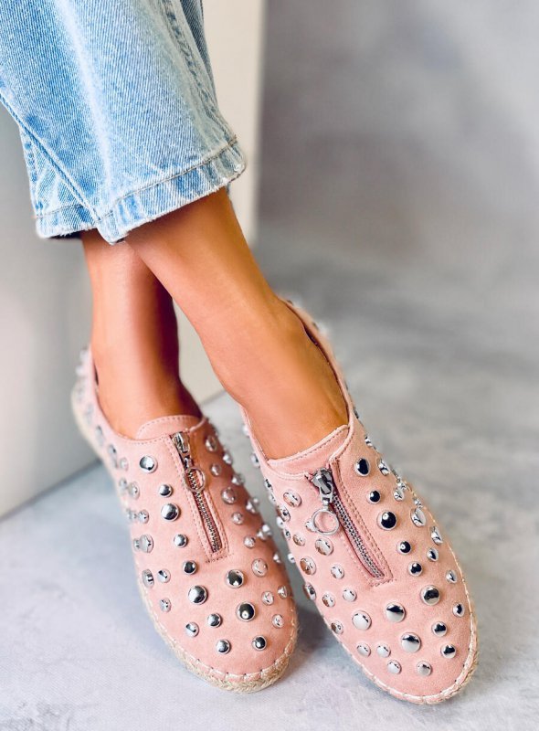 Espadryle z ćwiekami różowe 9039-28 PINK