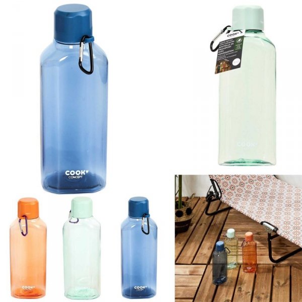 Butelka do wody z karabińczykiem          niebieska
