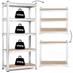 Regał magazynowy 180x90x30 cm stal galwanizowana 5 półek 875 kg ModernHome