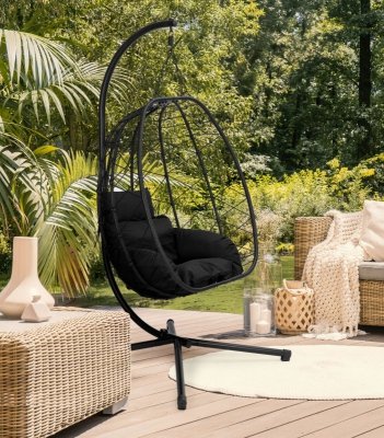 Fotel Kokon wiszący wolnostojący bujany ogrodowy do 120 kg + poduszki MultiGarden