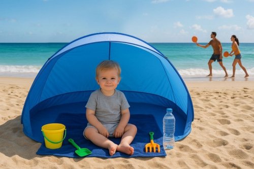 Namiot plażowy parawan samorozkładający na plażę basen ogród niebieski MultiGarden