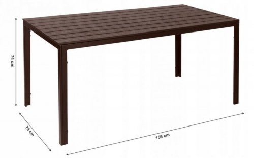 Stół ogrodowy 6-osobowy 156x78 cm polywood meble na taras brązowy