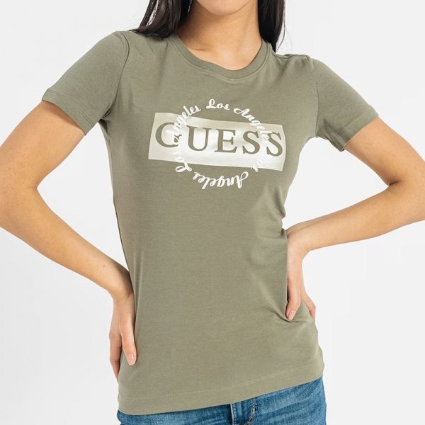 Guess t-shirt koszulka damska khaki W3GI38-J1314 -G831