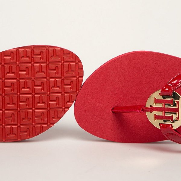 Tommy Hilfiger damskie buty japonki czerwone Feminine Patent Beach FW0FW04803 XLG