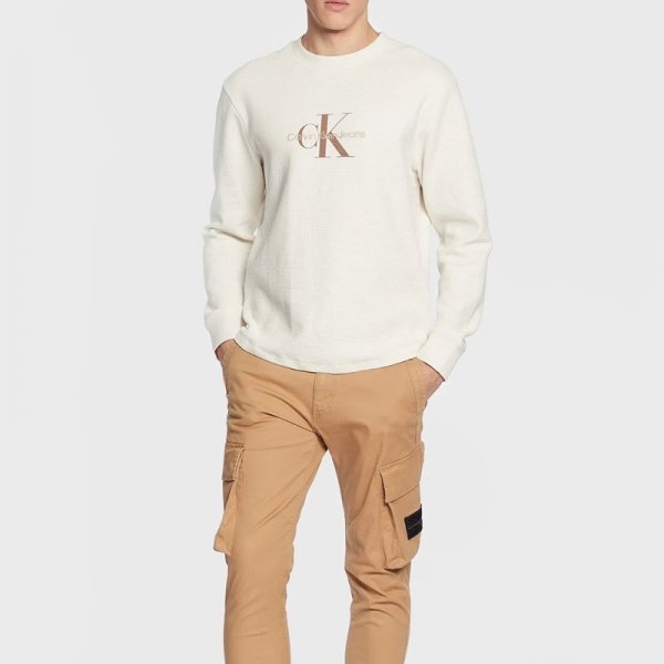 Calvin Klein Jeans bluza męska beżowa reglar fit J30J322462
