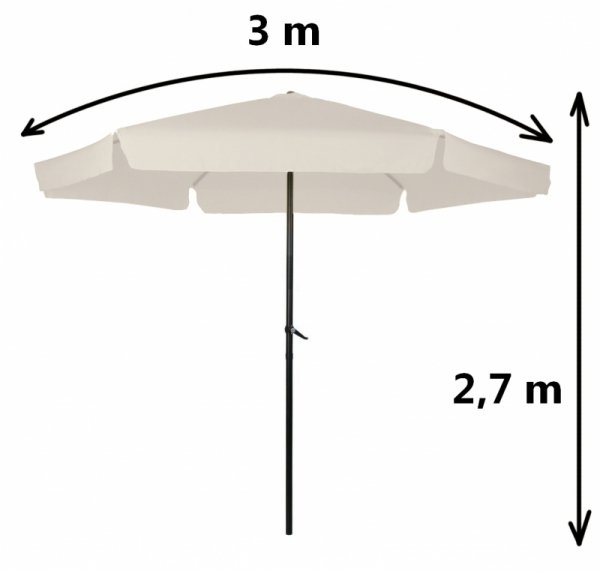 Parasol ogrodowy z korbką skośny składany 300cm