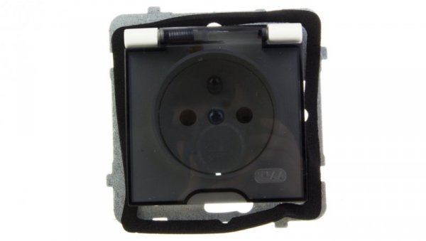 AS Gniazdo bryzgoszczelne z/u IP44 klapka przezroczysta ecru GPH-1GZ/m/27/d