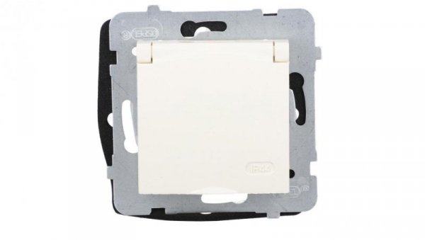 ARIA Gniazdo bryzgoszczelne z/u IP44 wieczko kolor ecru GPH-1UZ/m/27/w