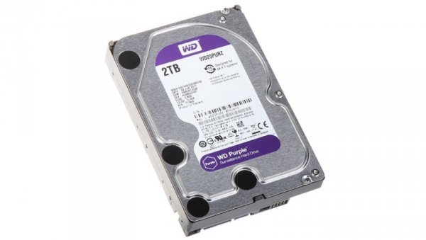Dysk twardy 3,5 WD Purple klasy surveillance do systemów monitoringu, praca 24/7 WD2xPURZ 2TB