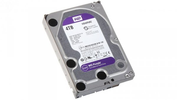Dysk twardy 3,5 WD Purple klasy surveillance do systemów monitoringu, praca 24/7 WD4xPURZ 4TB